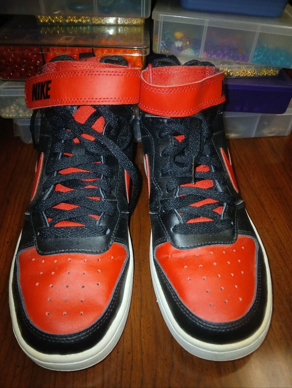 Big Kid's Nike Court Borough Mid 2 Black/University Red-Wht (CD7782 003)